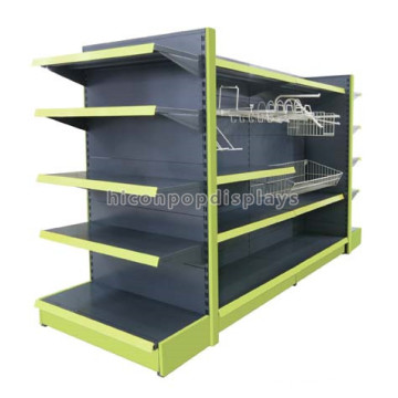 Merchandising Equipment 4-Way Freestand Metal Supermarket Or Grocery Store Gondola Display Unit